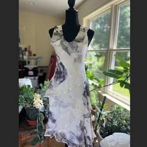 Vintage Komarov Dress, White Floral Size M